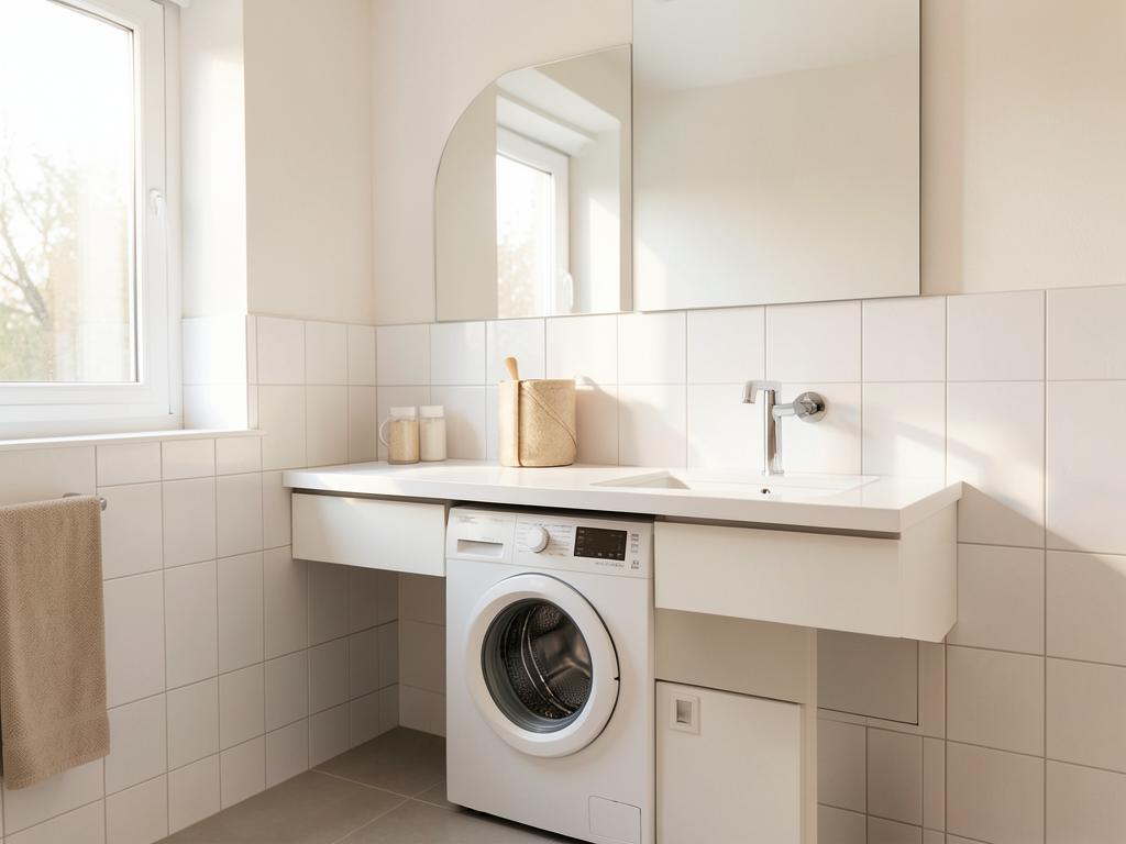 Badrum med egen tvättmaskin i personalboende